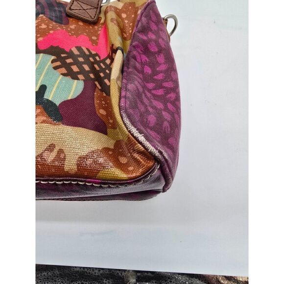 Fossil Printed Canvas & Leather Satchel With Keychain - Picture 6 of 10